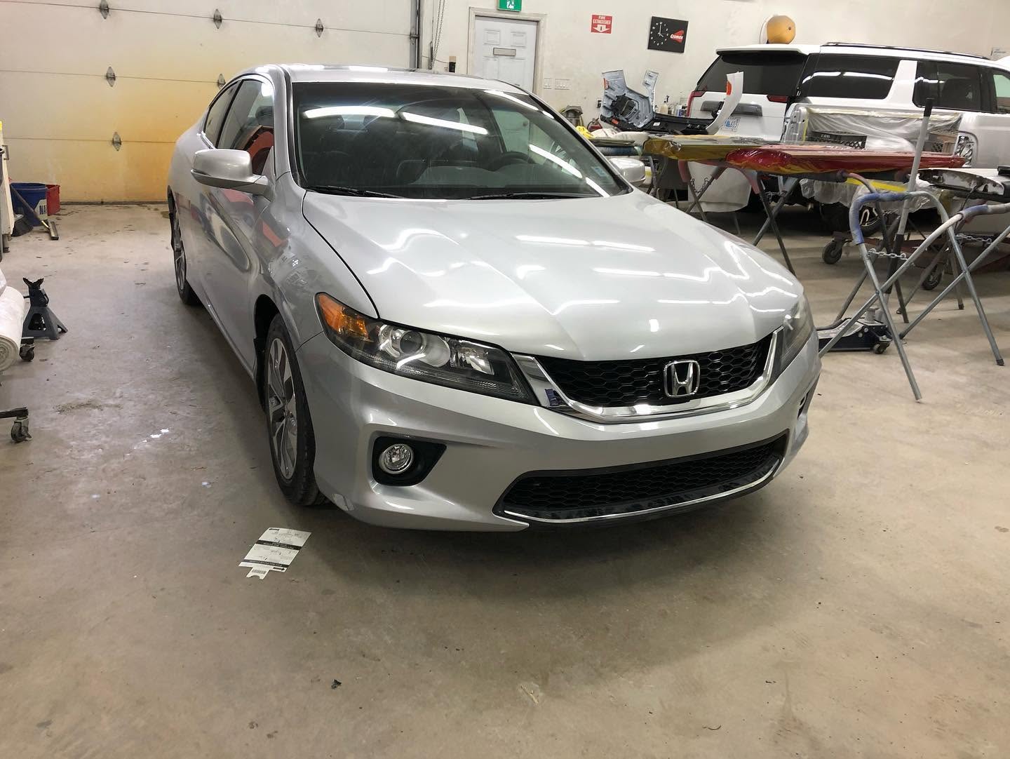 Silver Honda Accord coupe fully repaired and repainted