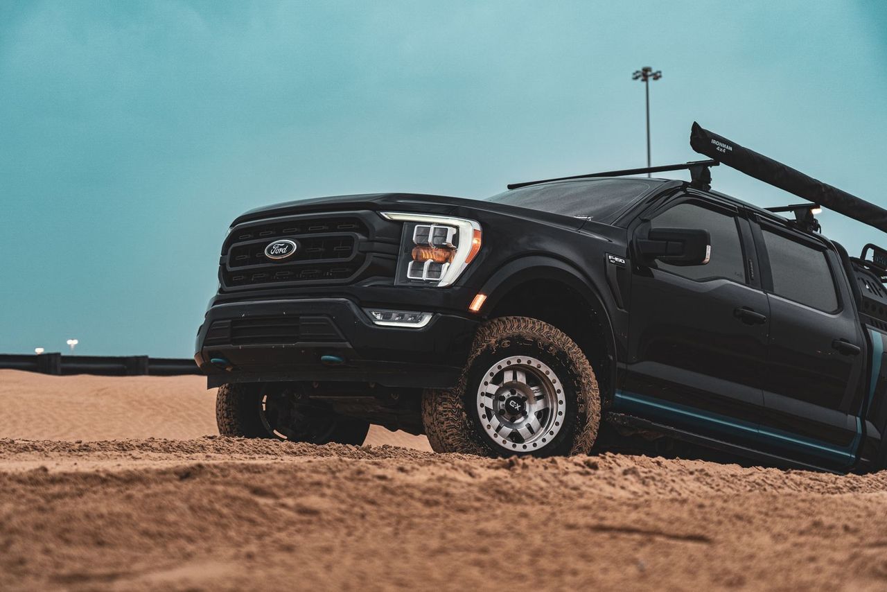 Black Ford F-150 pickup truck